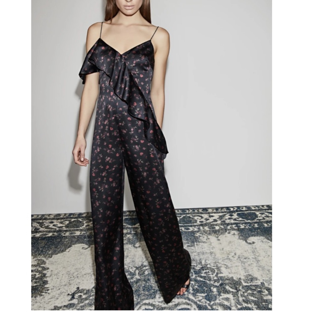 AMUR Alexandra Black Floral Jumpsuit size 2